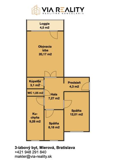3 izbový byt na prenájom, Mierová ulica, Ružinov, oproti Perle Ružinova