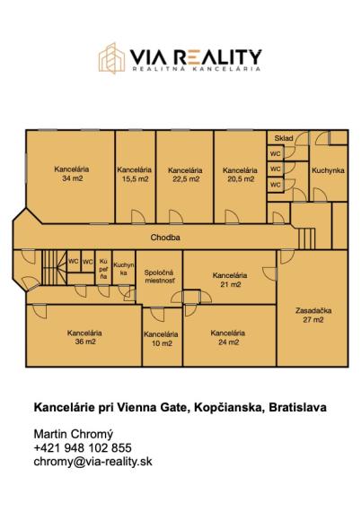 Administratívne priestory, 320m2, parkovanie, klimatizácia, pri Vienna Gate, prenájom, Kopčianska, Bratislava
