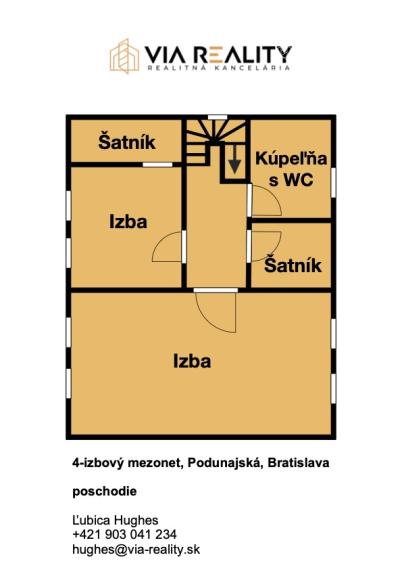4-izbový mezonet s garážou, pivnicou a balkónom, Podunajská ul., Bratislava – Podunajské Biskupice