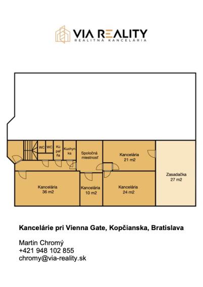 Na prenájom: Klimatizovaná kancelária 36 m² – Kopčianska, Petržalka, Bratislava