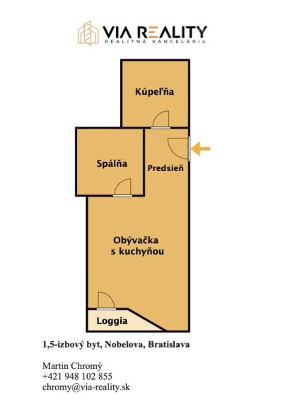1,5 izbový byt, loggia, novostavba, prenájom, Nobelova, Bratislava - Nové Mesto