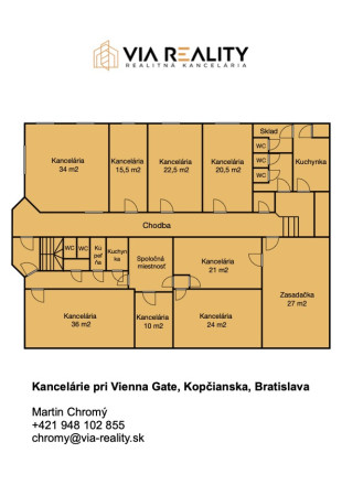Administratívne priestory, 320m2, parkovanie, klimatizácia, pri Vienna Gate, prenájom, Kopčianska, Bratislava - fotografia 1